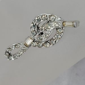 Vintage LJM Rhinestone Music Note Brooch